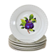 Eight antique dessert plates with multi-fruit patterns