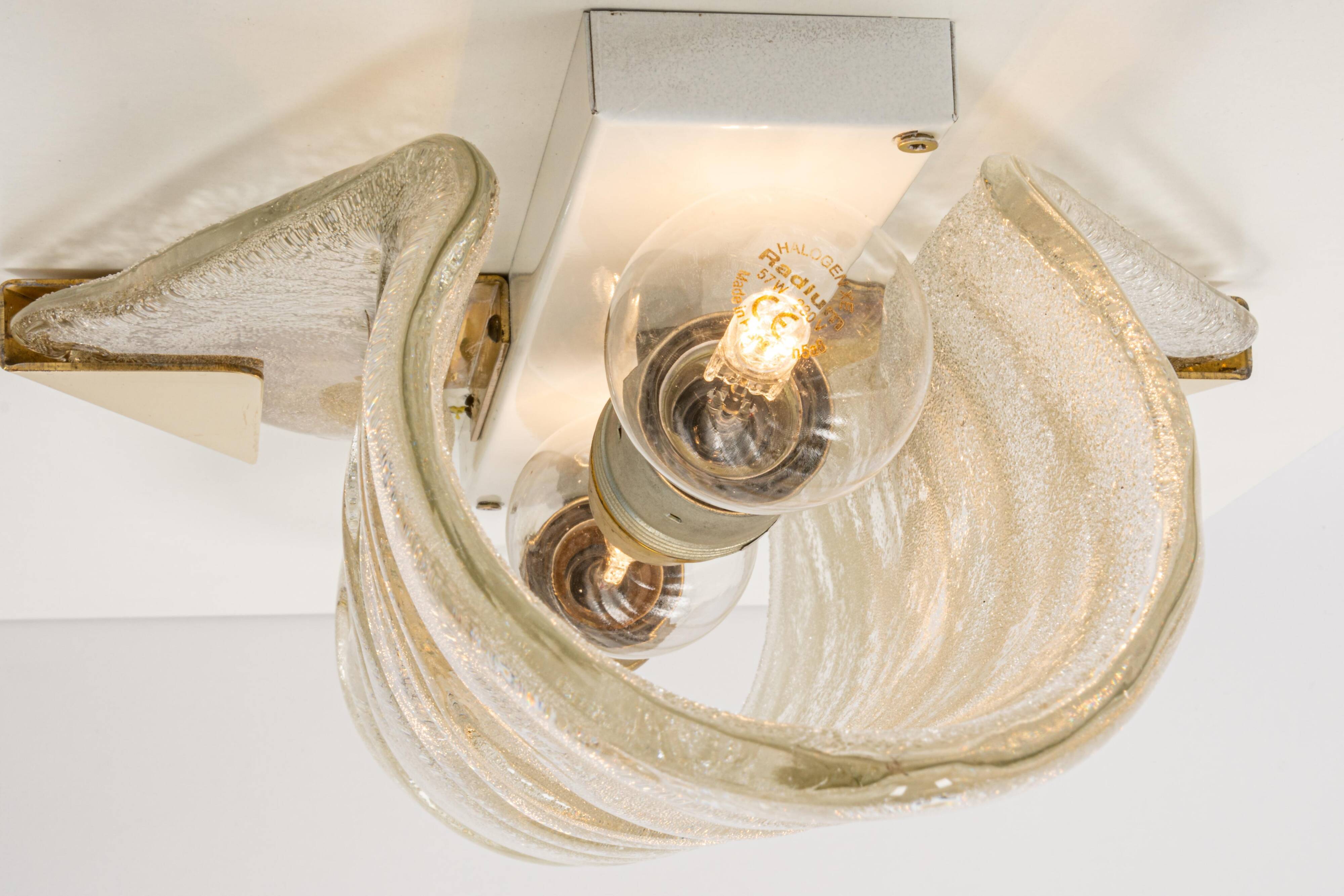 Paire de grandes appliques murales angulaires en verre Murano par Hillebrand, Allemagne, années 1960