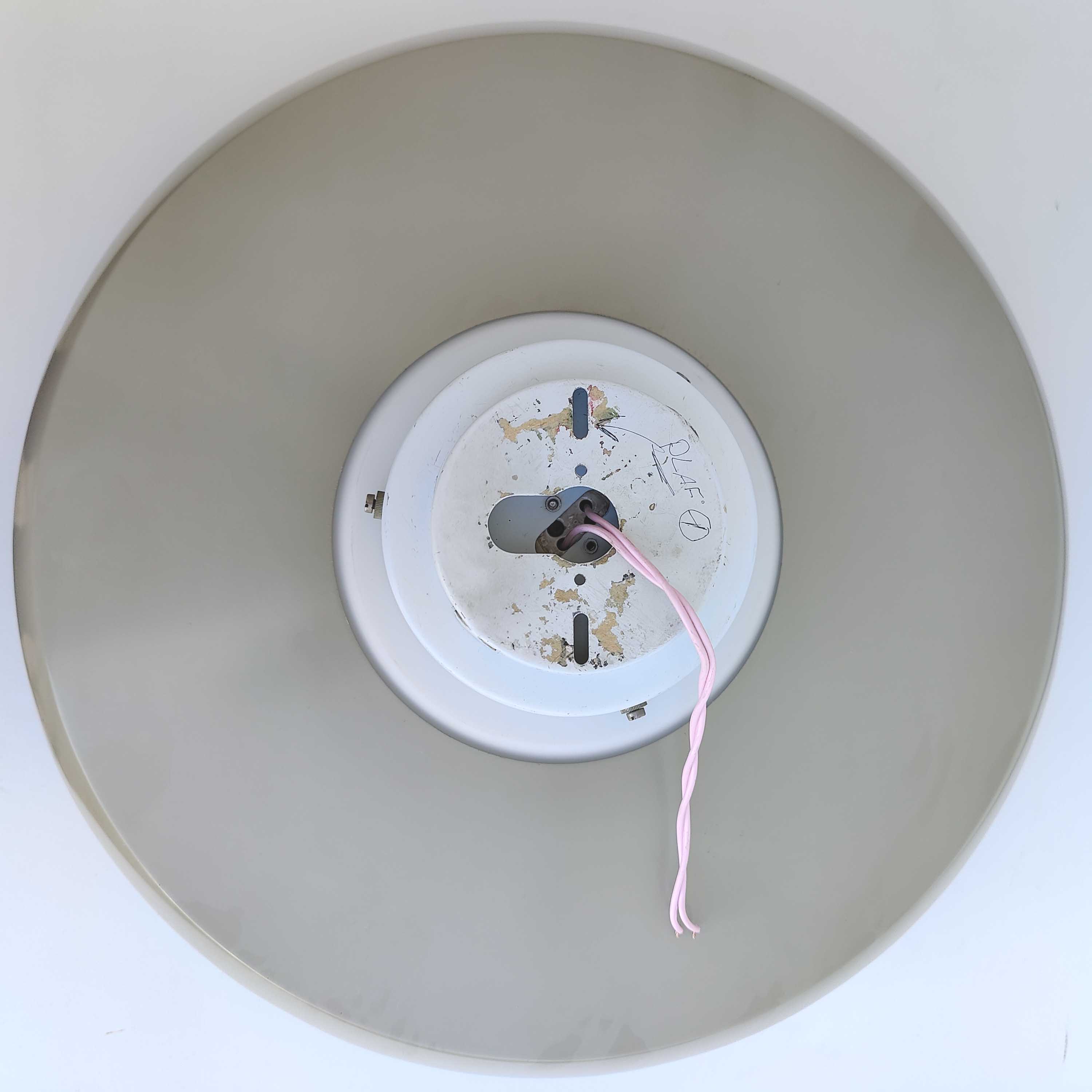 Ceiling lamp opaline glass and metal space age