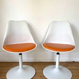 Space age 70s swivel tulip foot chairs