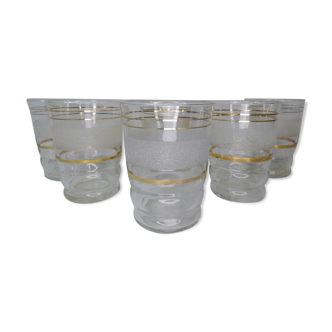 6 old vintage white granite glasses 50