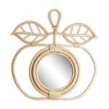 Apple mirror in rattan and vintage canning bohemian children  45x50cm
