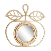 Apple mirror in rattan and vintage canning bohemian children  45x50cm