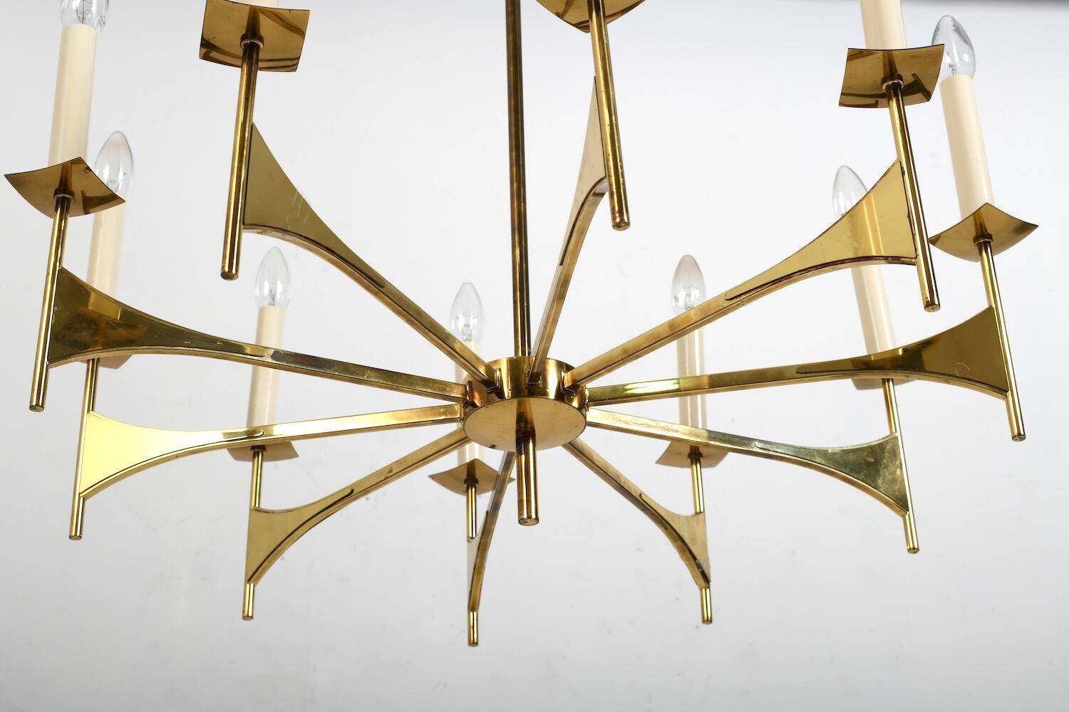 High Quality Ten Armed Brass Chandelier 1960s.