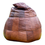 Pouf poire en cuir patchwork multicolore De Sede