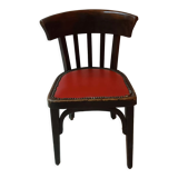Chaise Baumann avec assise en cuir rouge