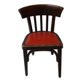 Chaise Baumann avec assise en cuir rouge