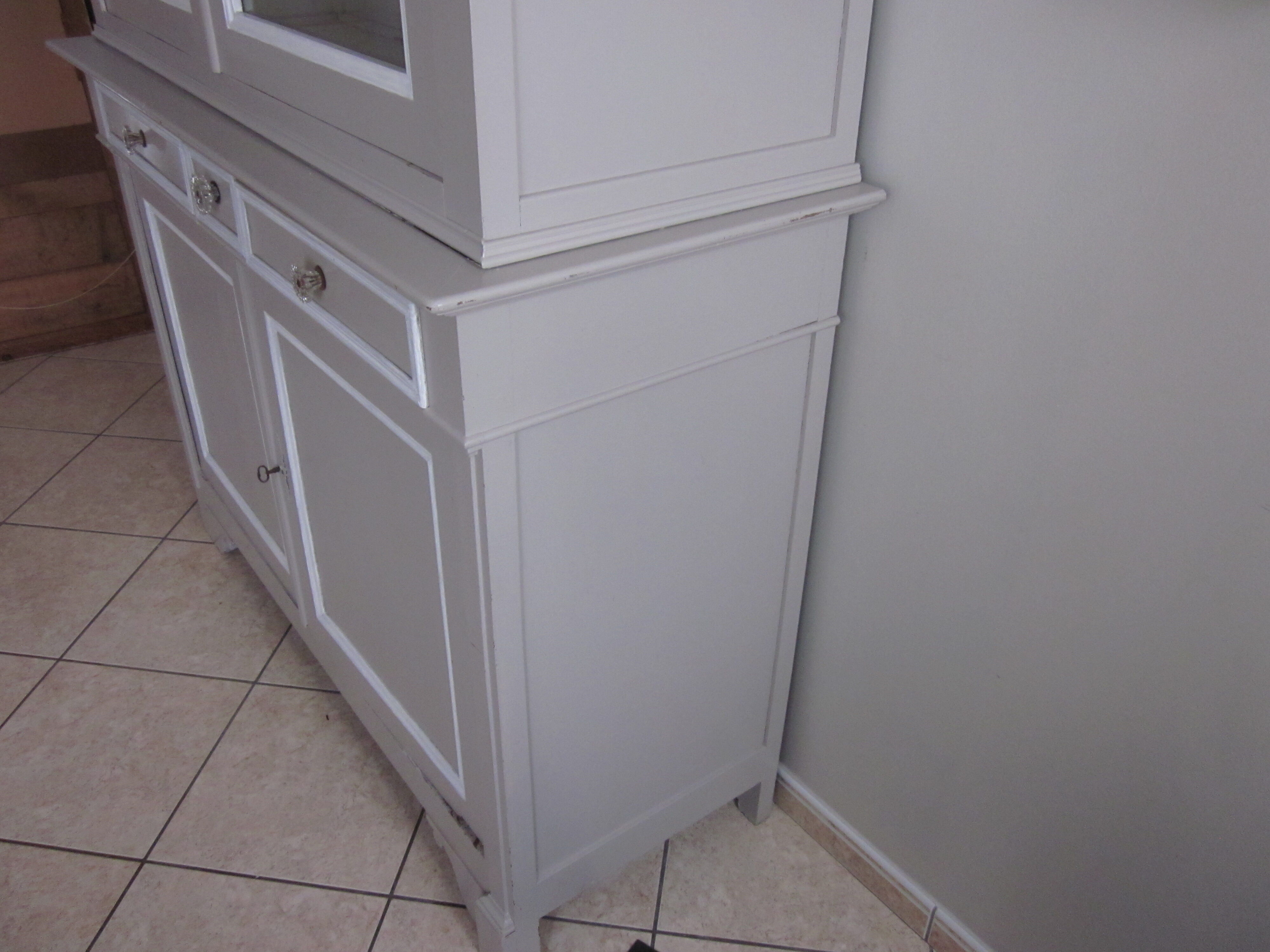 2-body old painted wooden buffet