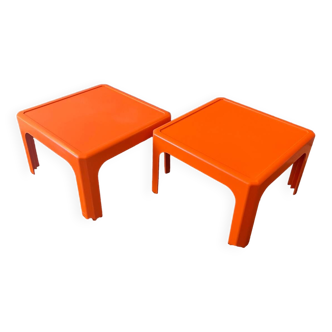 Duo of orange coffee table or end table from the 70s