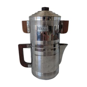 Mokavar metal and wood percolation coffee maker