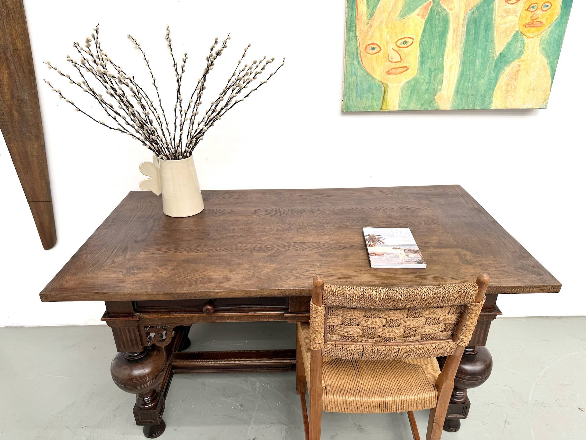 Neo-Renaissance desk in solid oak, circa 1900