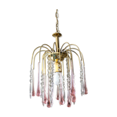 Vintage chandelier of the 70s gold metal and pampilles drops