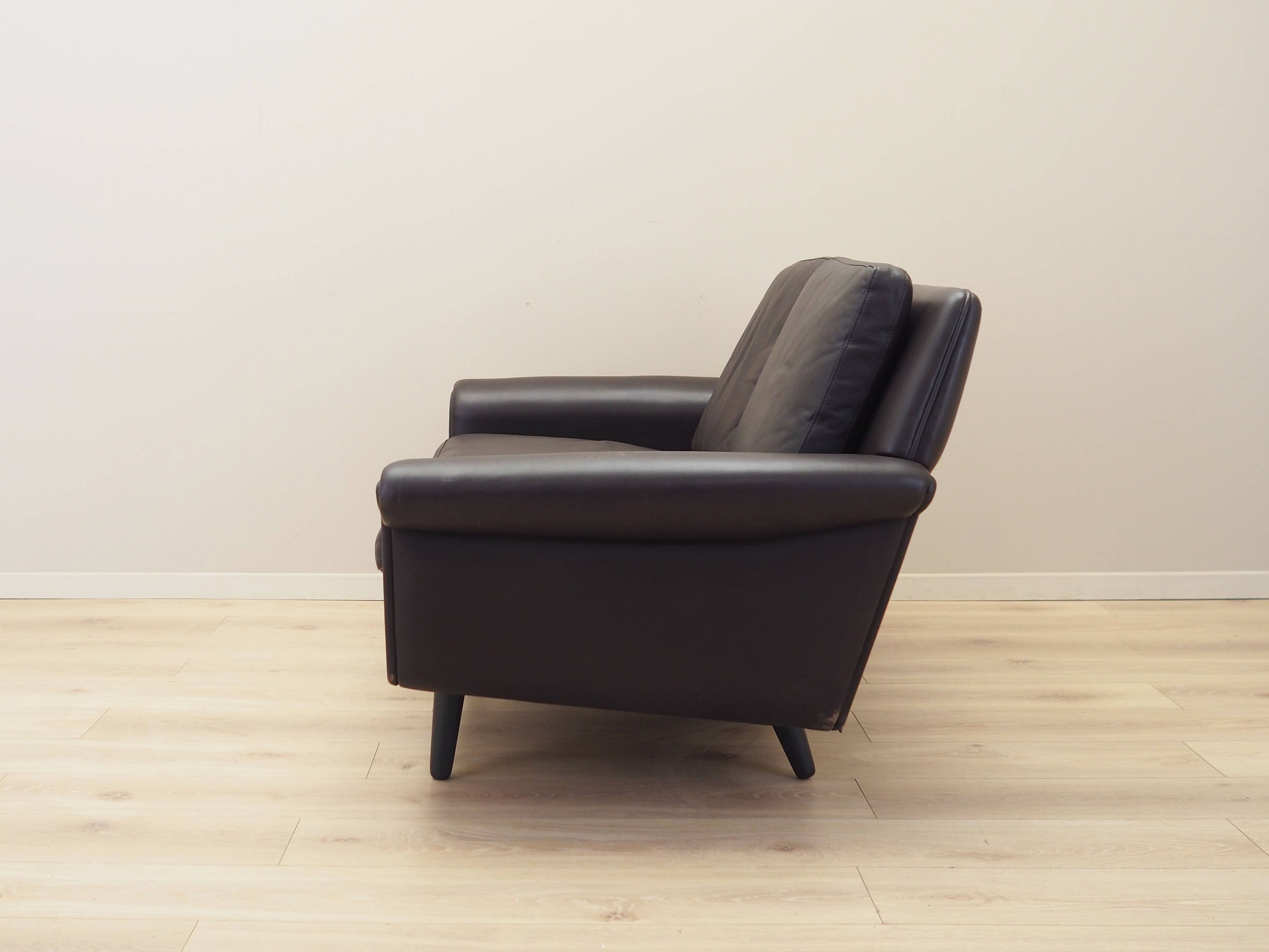 Brown leather sofa, Danish design, 1960s, designer: Aage Christiansen