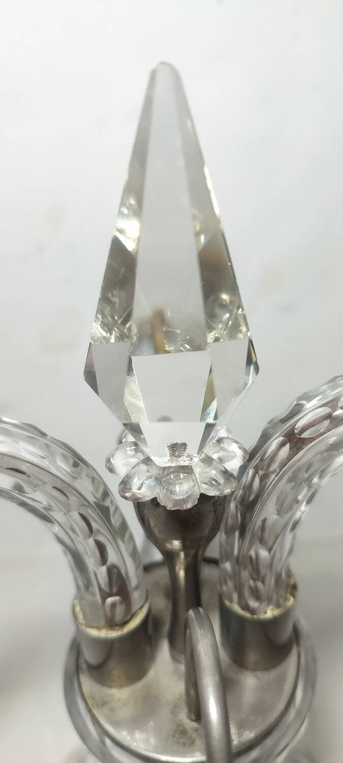 Lámpara de mesa de cristal. Francia, 1950s.