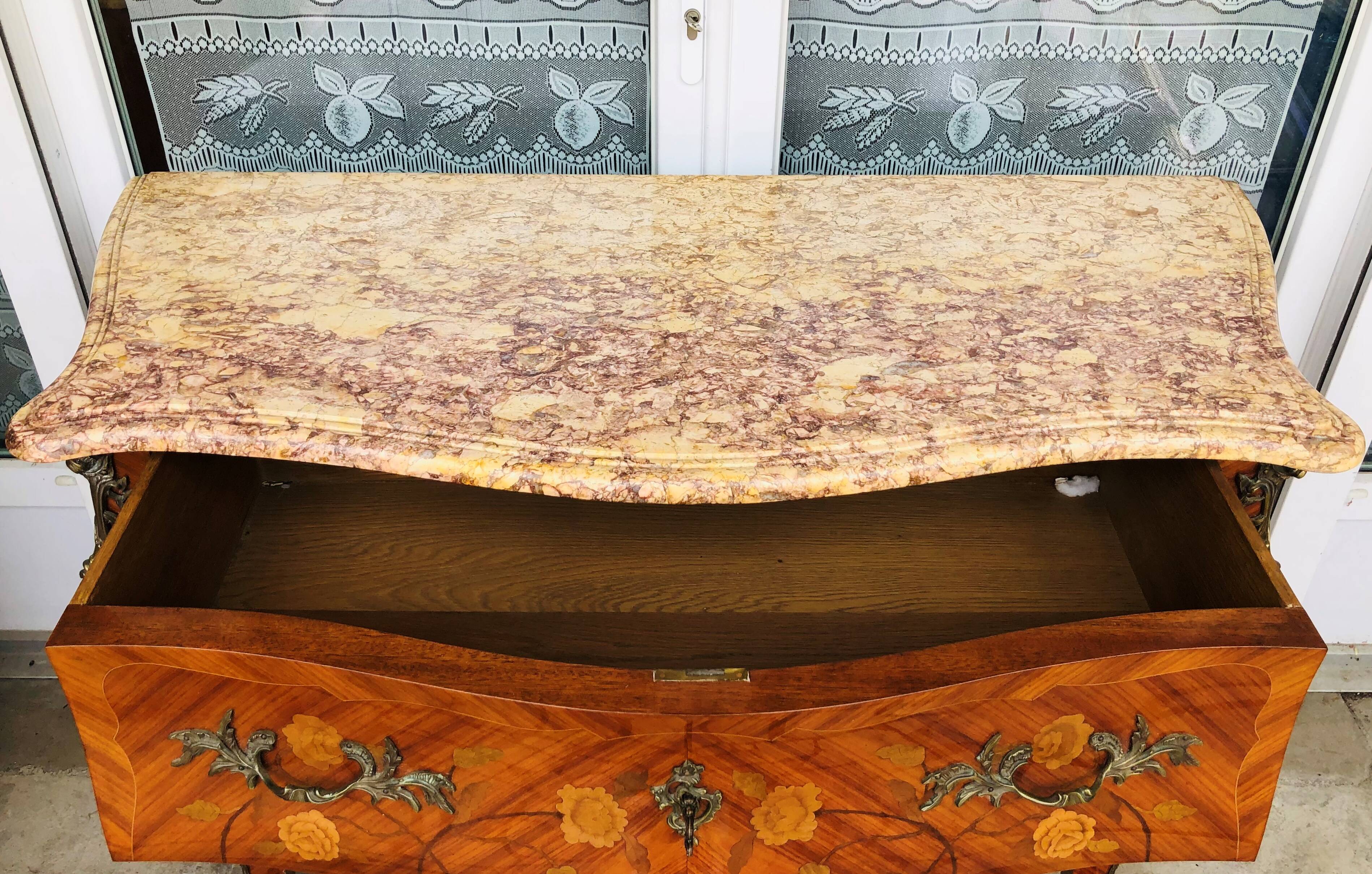 Marquetry chest of drawers two drawers in Louis XV style