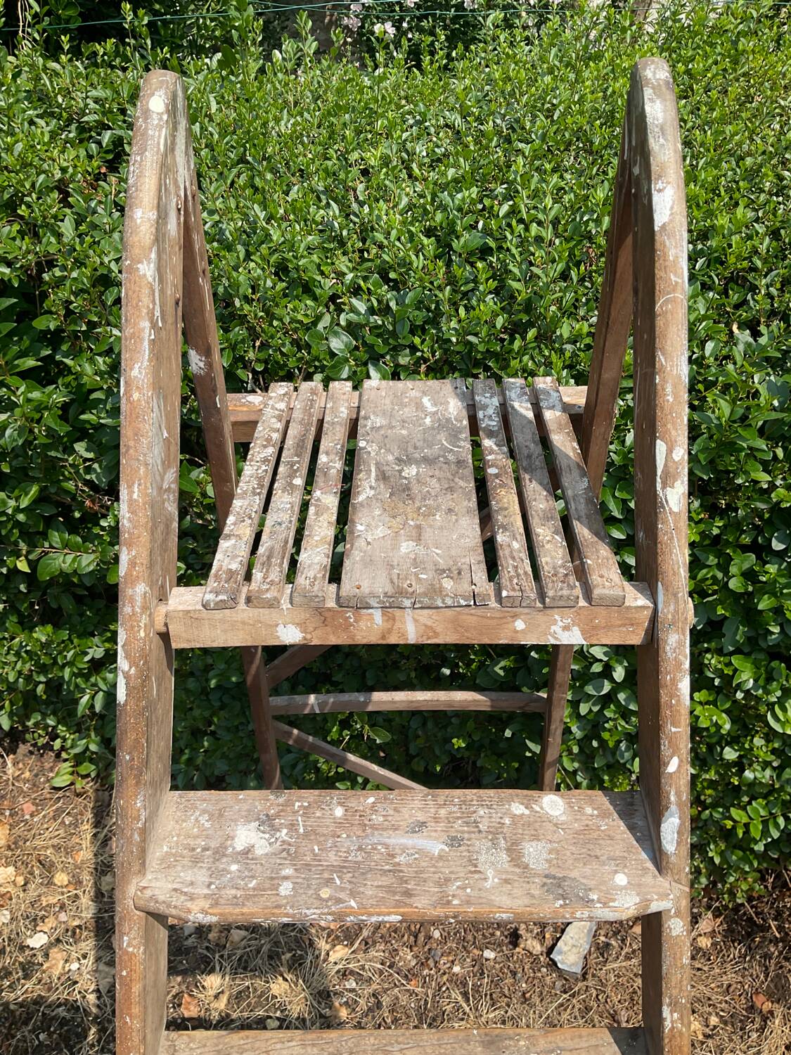 Ancien Escabeau de peintre en chêne