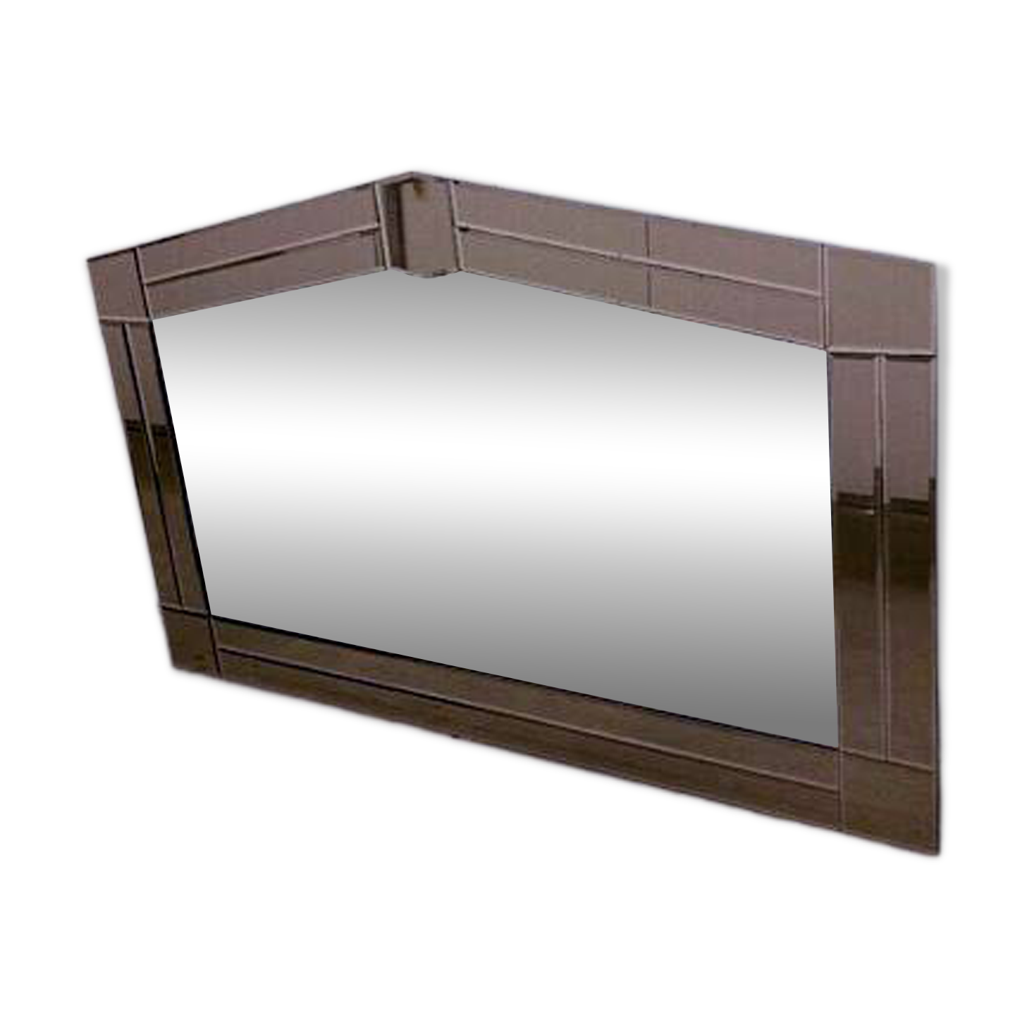 Large wall mirror in Art Deco style, facet-cut pink and clear glass