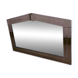 Large wall mirror in Art Deco style, facet-cut pink and clear glass