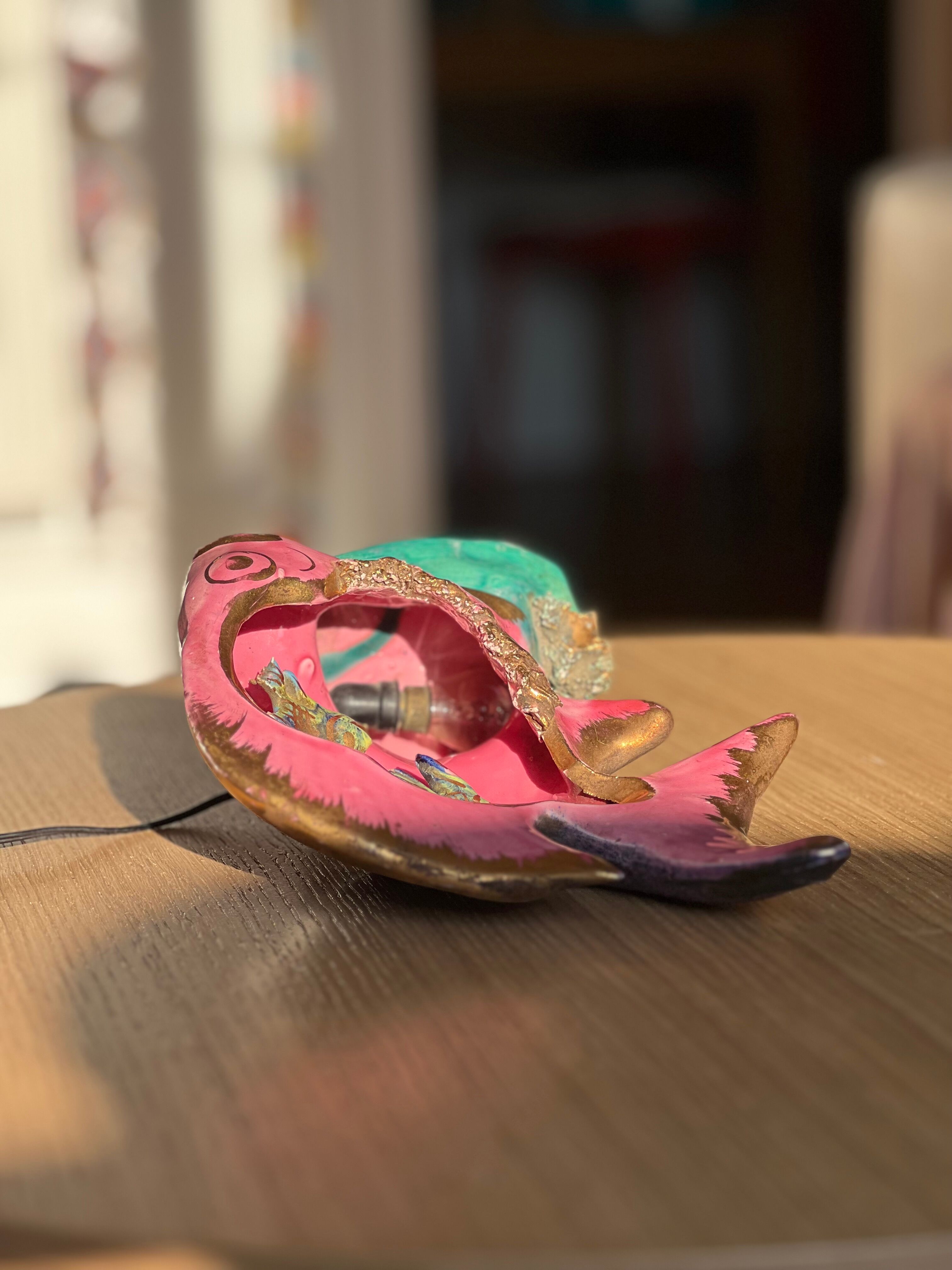 Ceramic fish lamp slip 1950s-60s