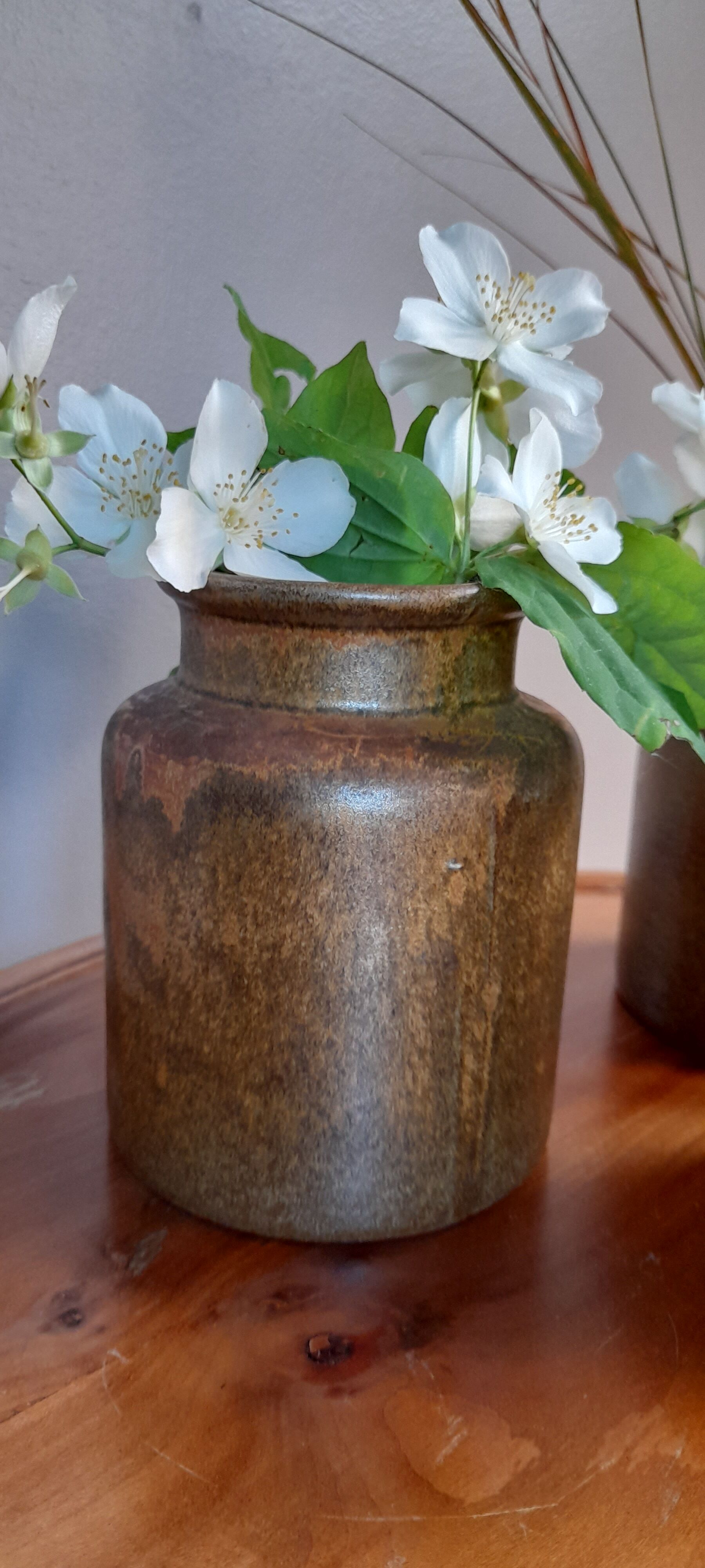 Lot de 3 pots en grès, anciens pots à moutarde