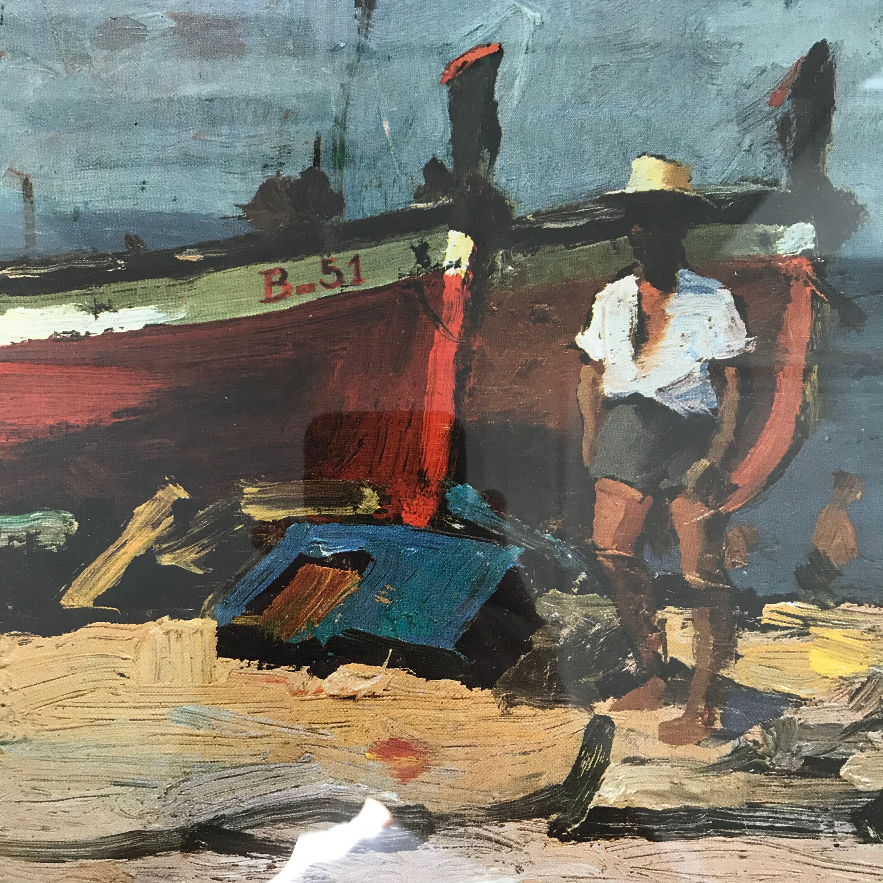 Tableau bateaux et pêcheurs