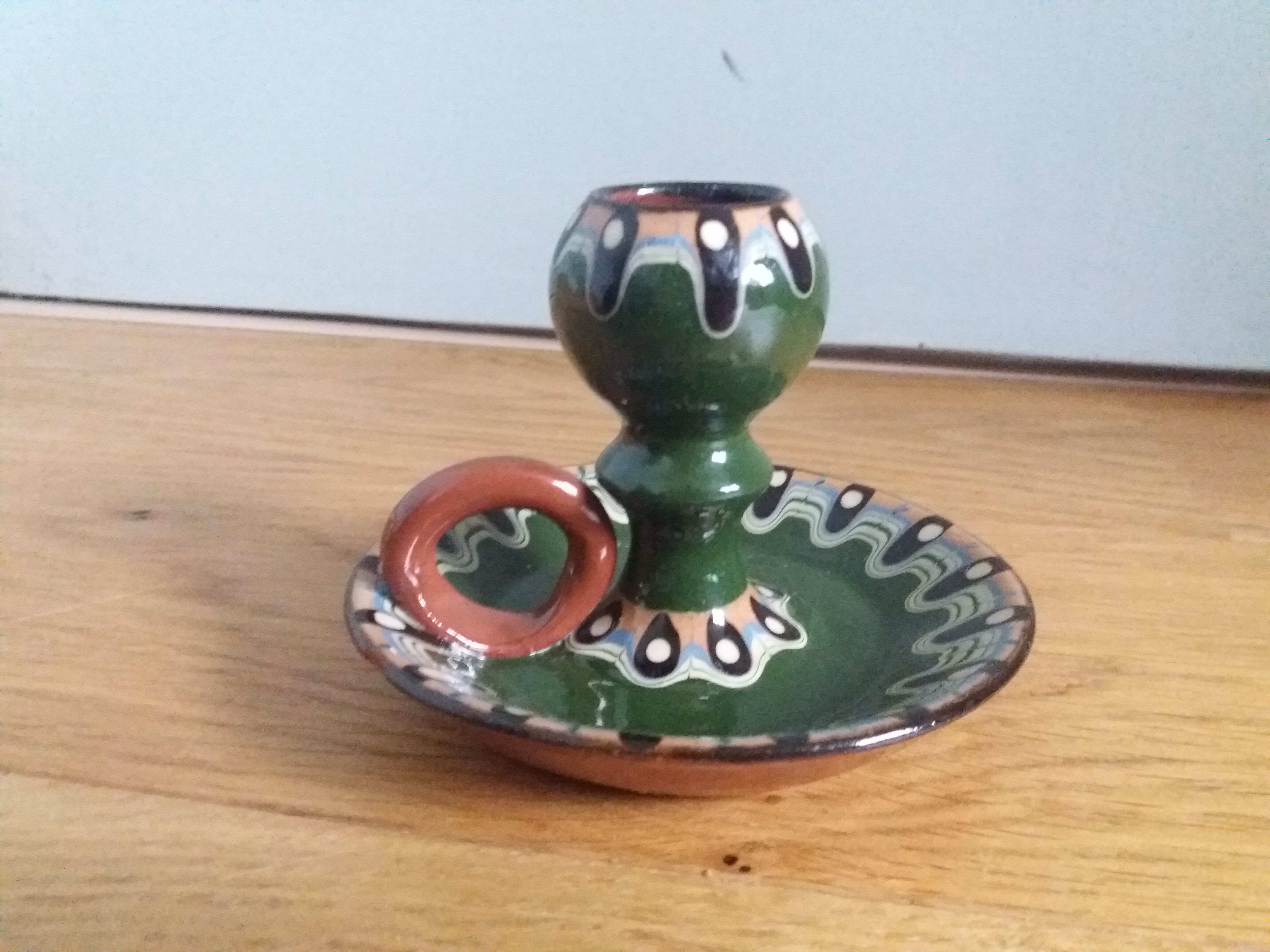 Trojan glazed ceramic cellar rat candle holder Bulgaria