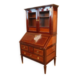 Scriban Bookcase In Solid Mahogany, 18th Century, Louis XVI, Port Furniture