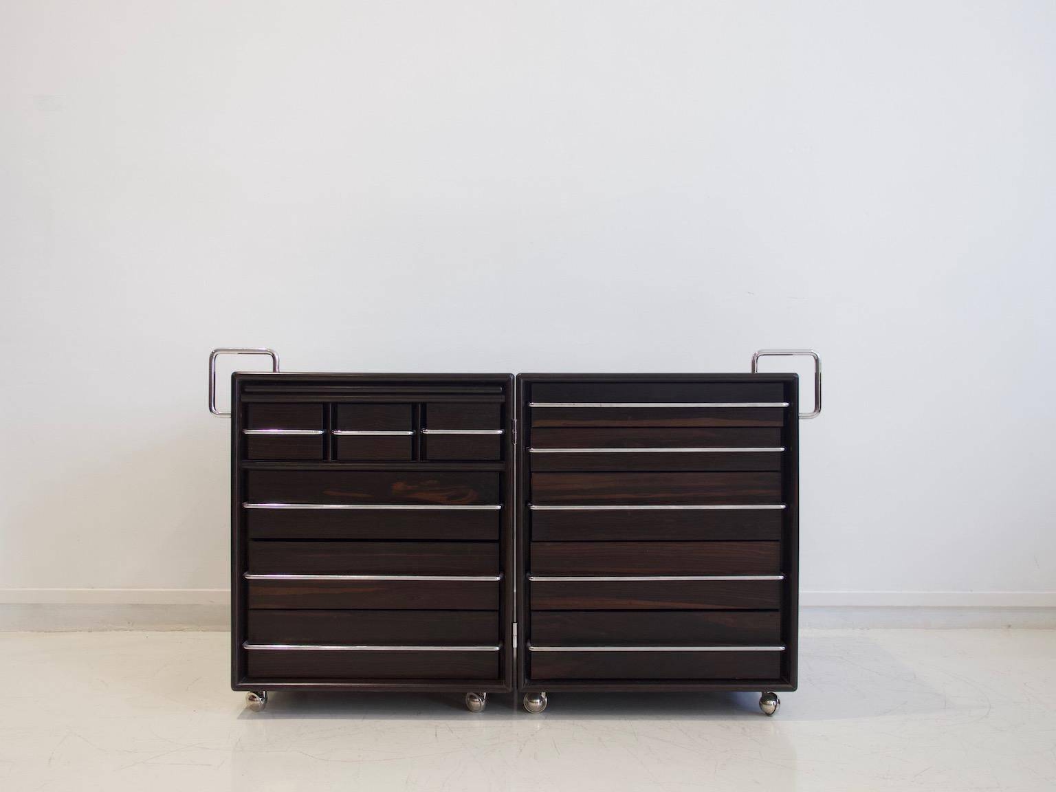 Commode en bois et acier, Fabio Lenci pour Bernini