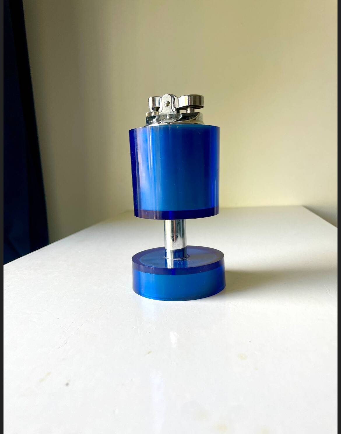 Vintage SAROME Japan Table lighter in Blue Plastic
