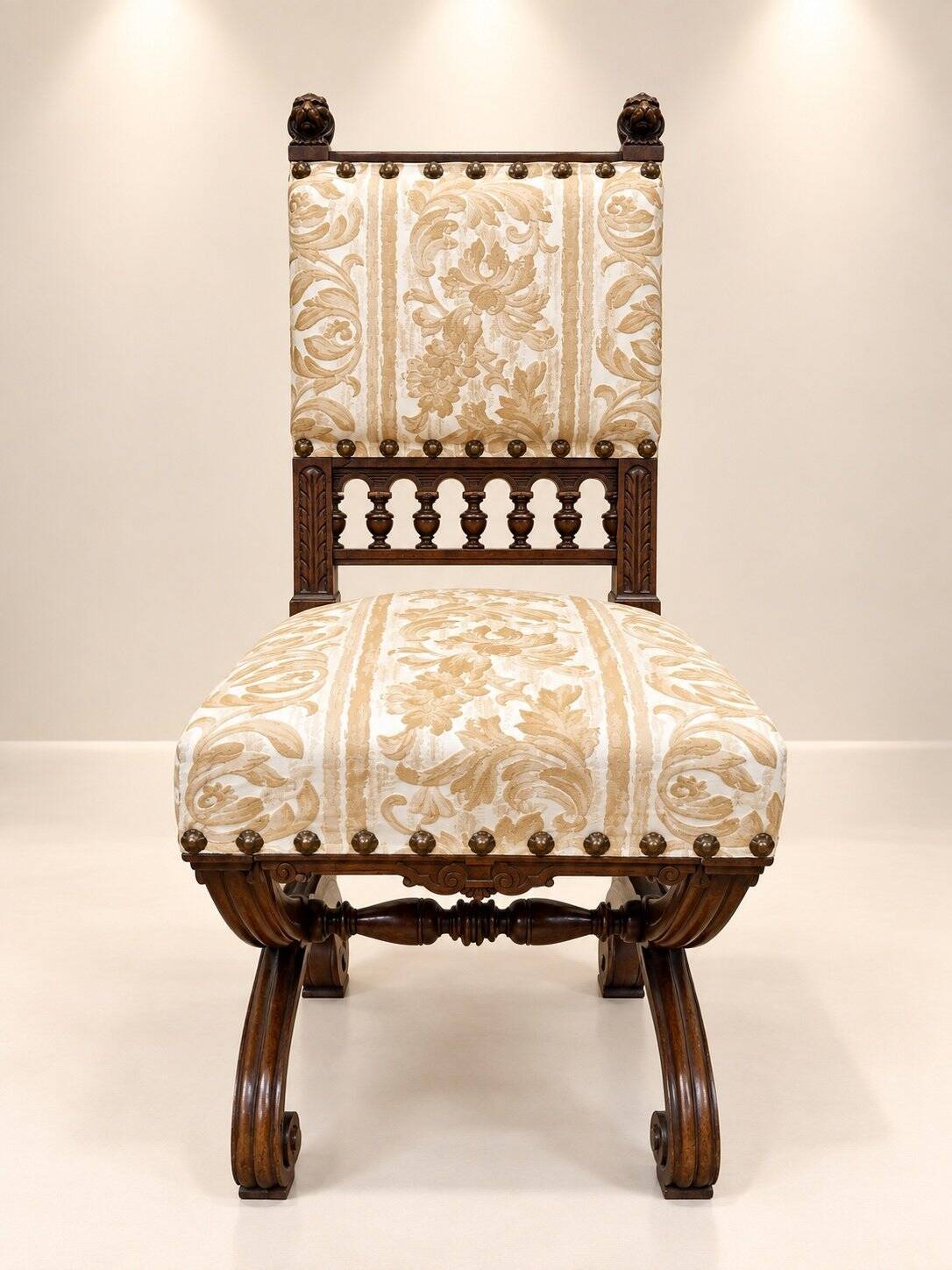 Set of 4 High Renaissance Chairs Carved Walnut 19th Century
