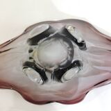 Murano style blown glass fruit bowl in purple with blue highlights - this