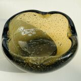 Cendrier en verre bulle ambré – design vintage années 60