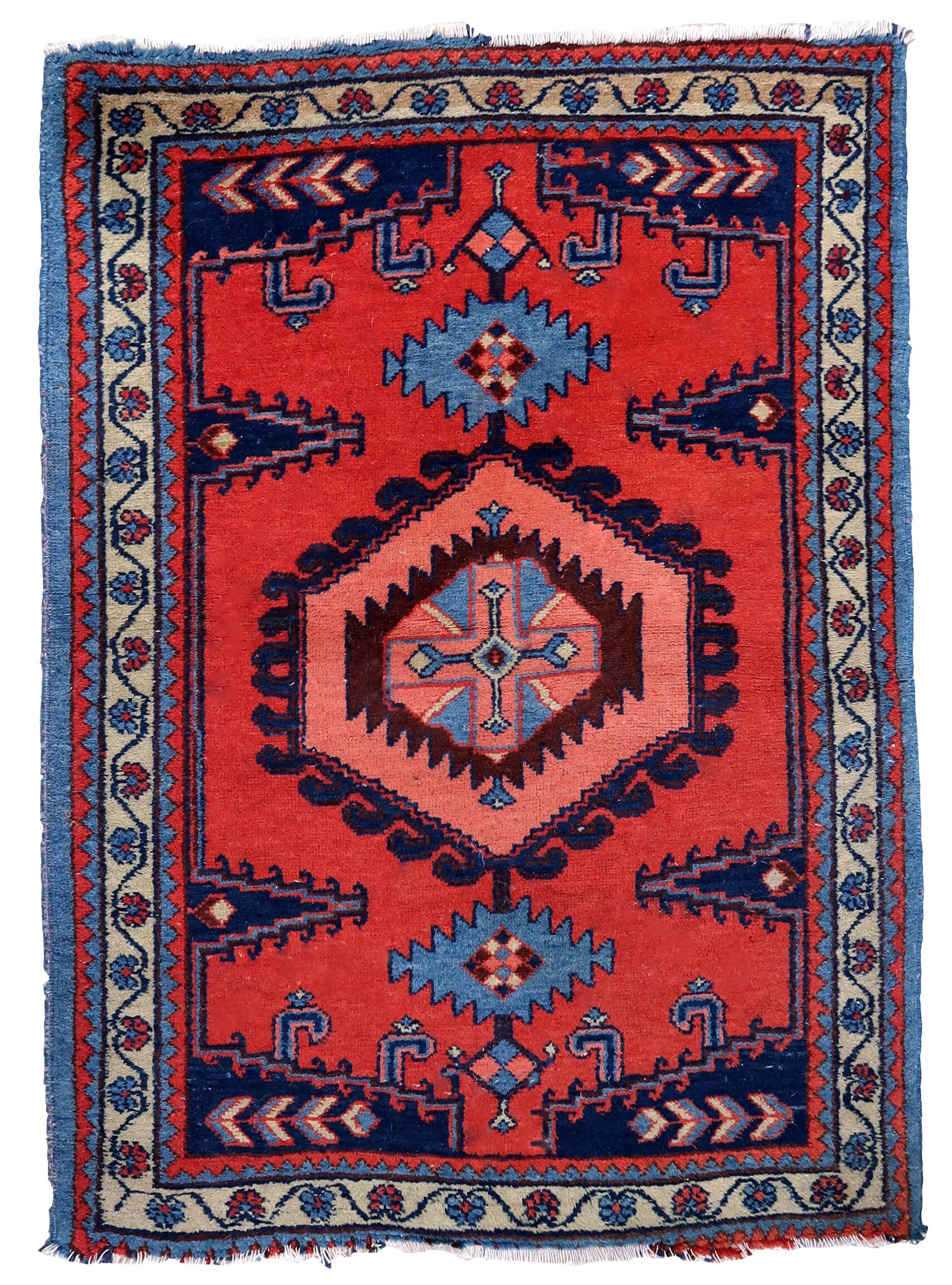 Tapis Hamadan vintage fait main en laine – 109 x 147 cm - 1C1039