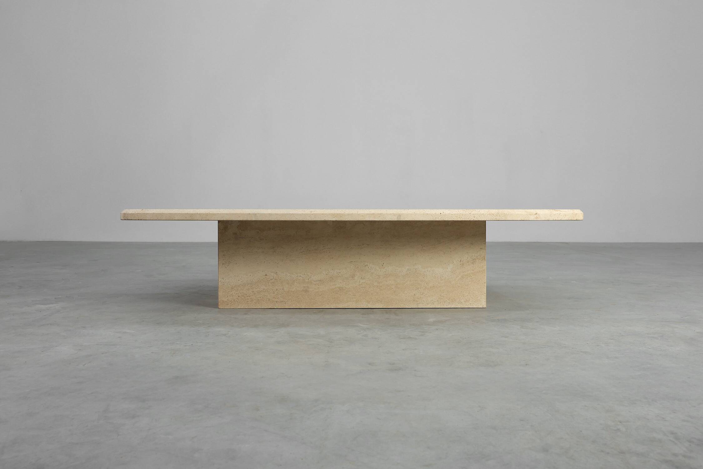 Sculptural organic travertine coffee table, France 1980s