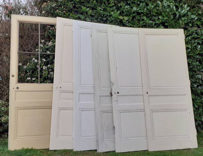 Glass communication door h221.5x90cm old 4 panes without interior glazing