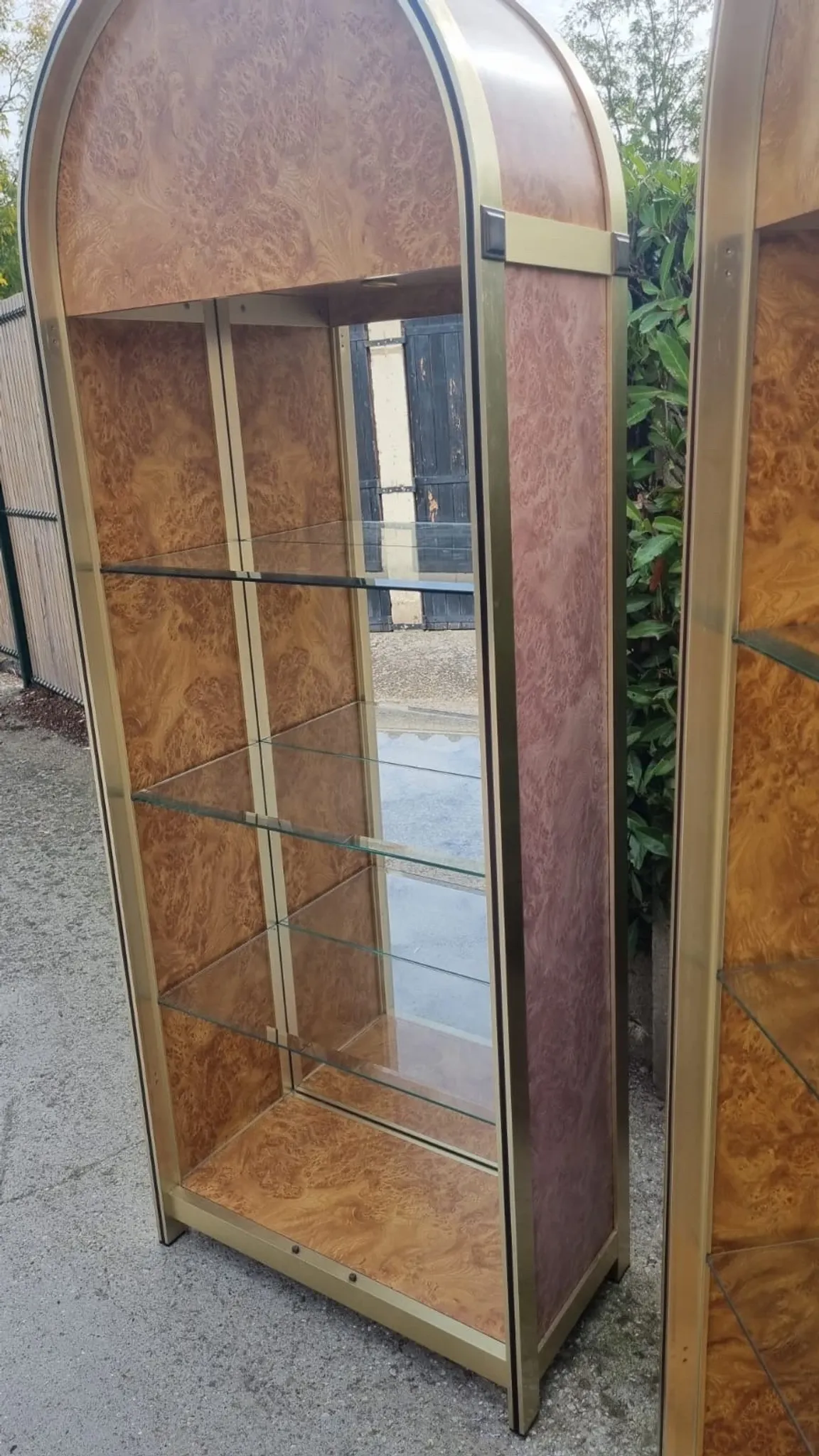 Pair of display cabinets 1970 Vintage Elm Burl
