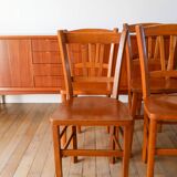 Ensemble de 6 chaises bistrot en bois Luterma 1950