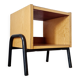 Bedside table - small wooden piece of furniture with a tubular metal base.