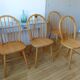 4 Scandinavian Windsor chairs in solid beech 1970s
