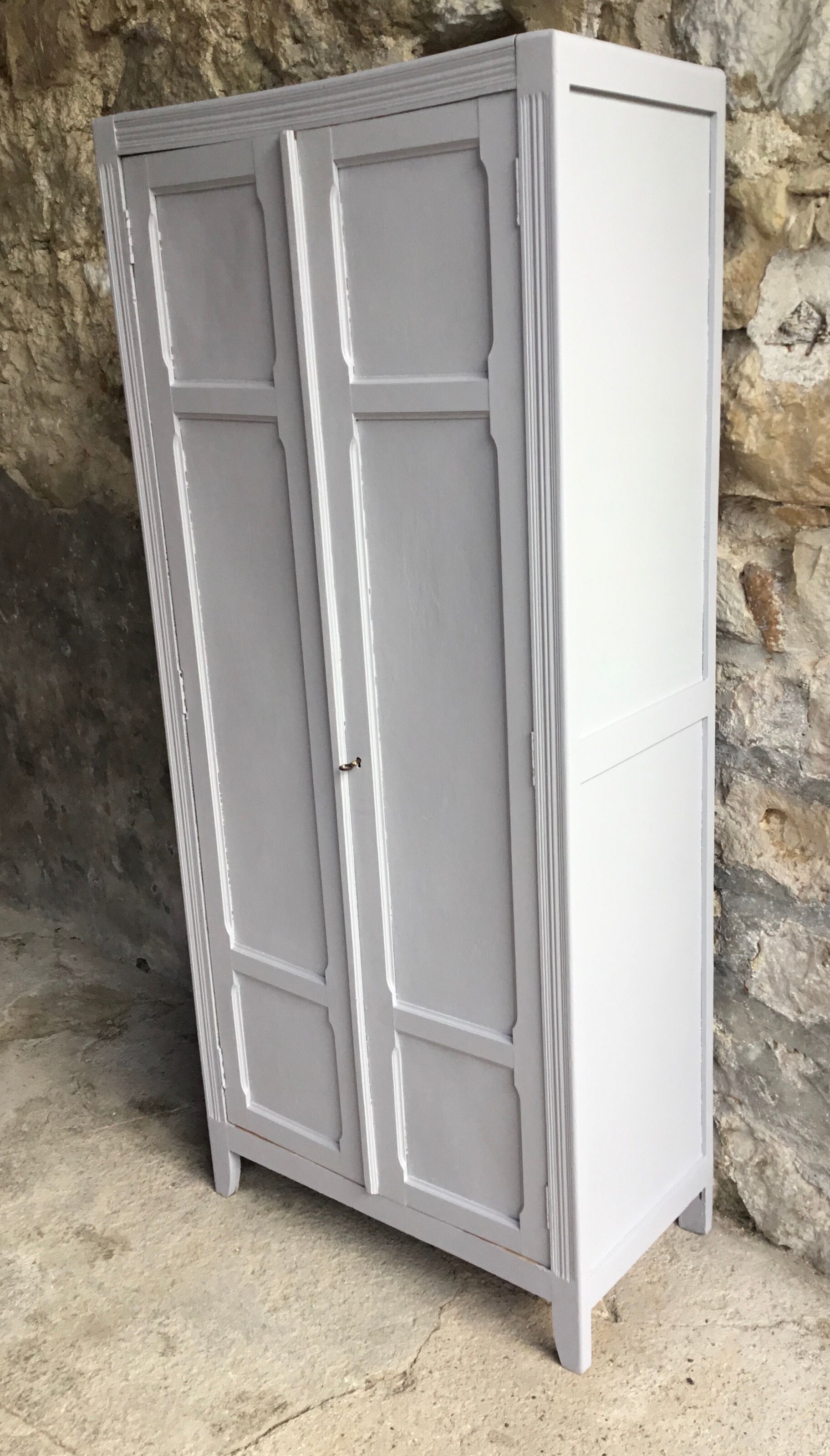 Paris wardrobe 2 doors pearl grey - vintage - 1950
