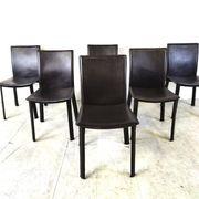 Vintage brown leather dining chairs, 1980s