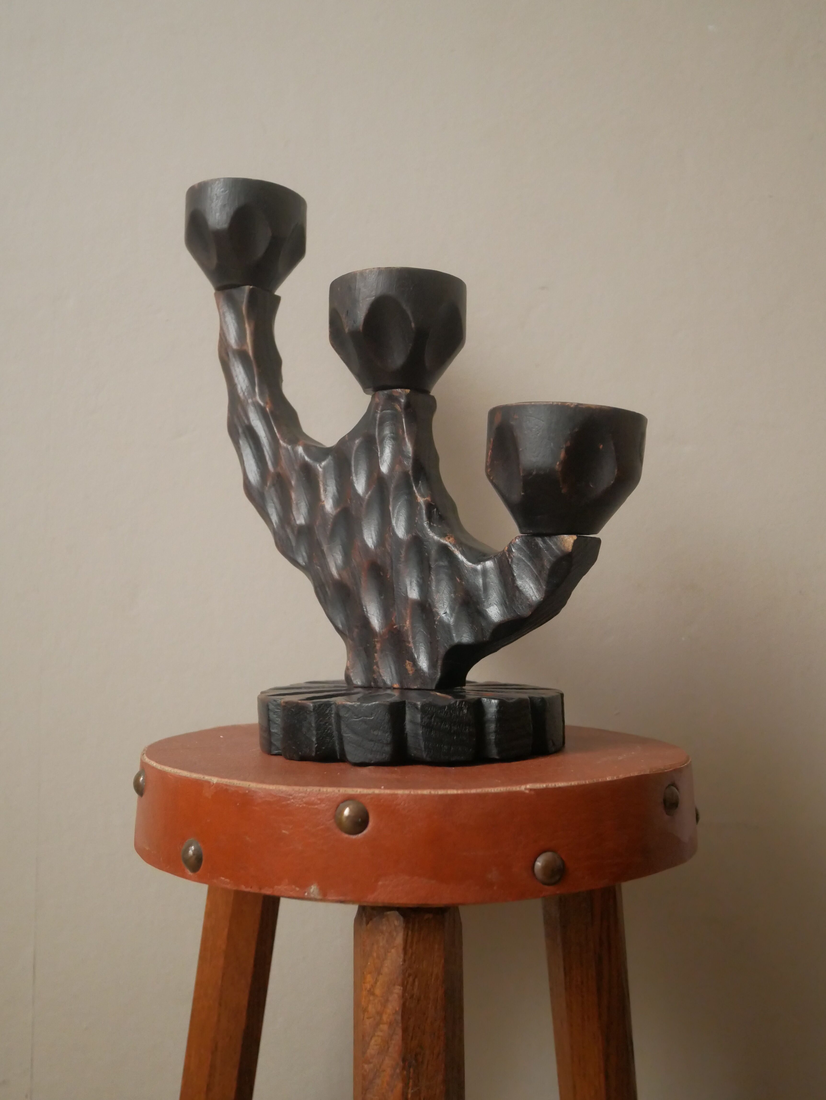 Vintage wooden candle holder