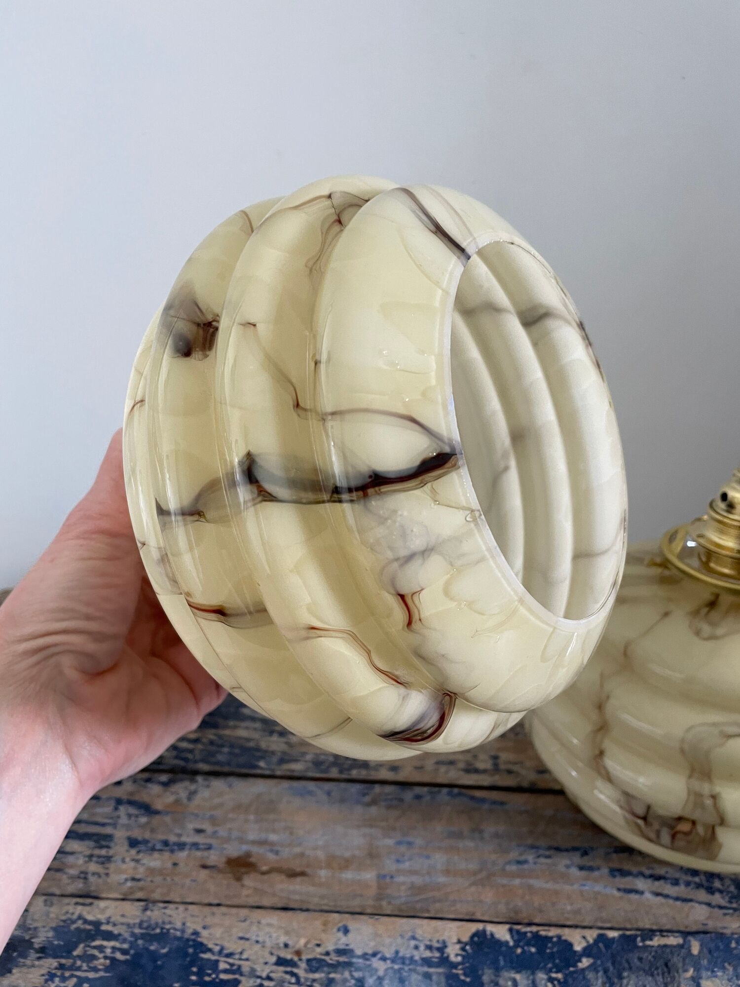 Set of two art deco portable ballrooms in electrified marbled opaline to nine