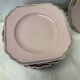 Pink porcelain dessert service with silver edging
