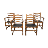 Chaises médiévales vintage en chêne, lot de 4