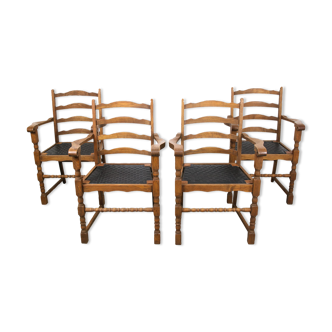 Vintage Medieval Oak Chairs, set of 4