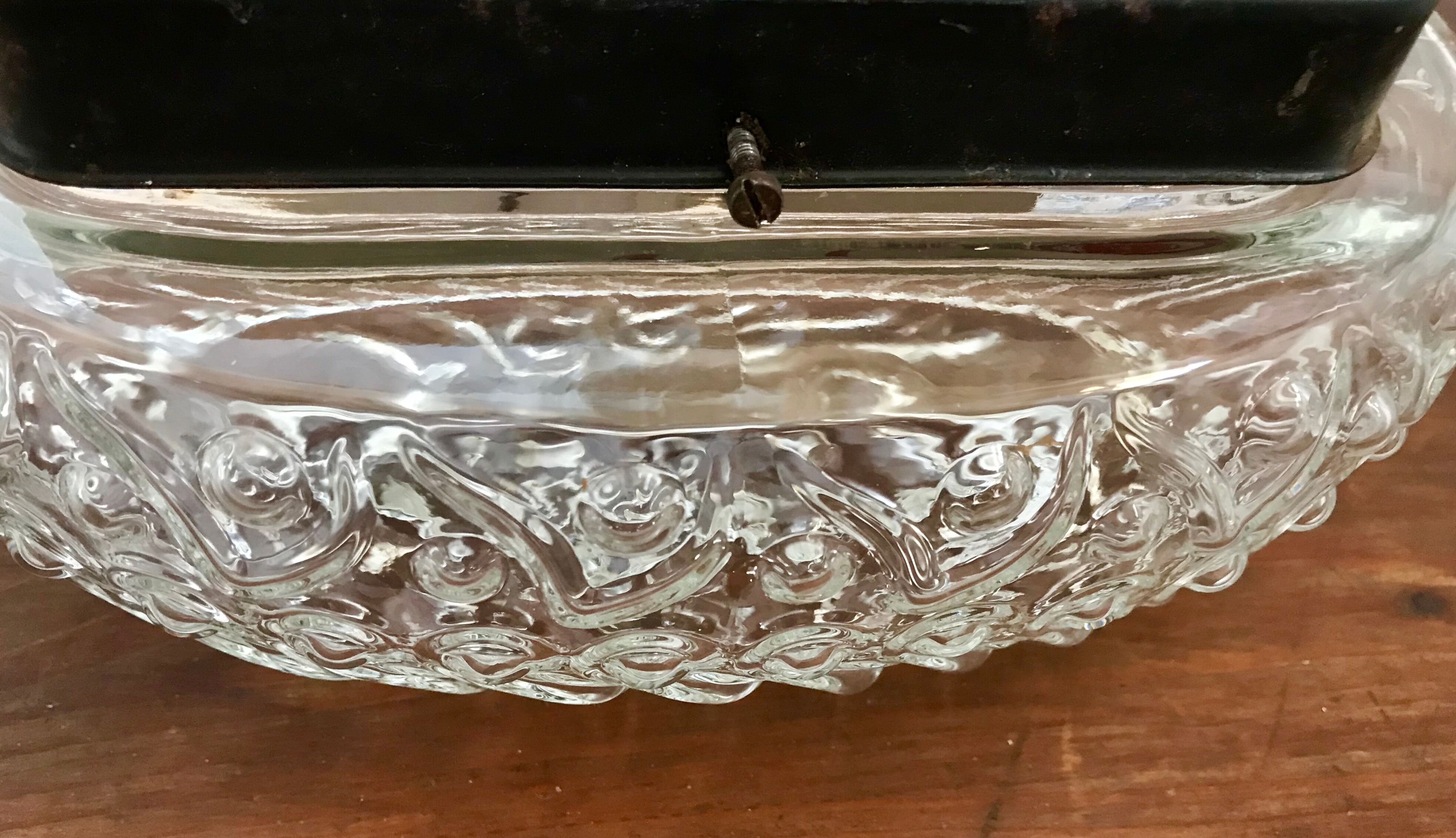 Ceiling light in cast glass circa 1950