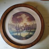 Three small round paintings