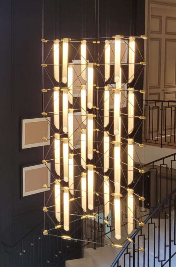 Lustre trio 2x4 mosaic - white + black wires - designheure