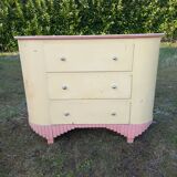 Art Deco curved chest of drawers in lacquered wood